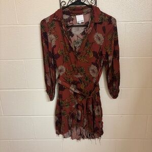 Skylar + Madison dark red floral mini dress